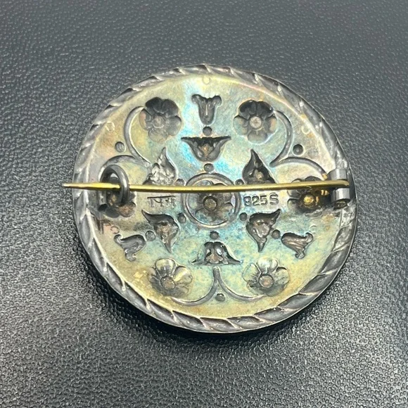 Andresen & Scheinpflug Norway vintage Sterling Silver Black Enamel Brooch pin - Picture 9 of 16